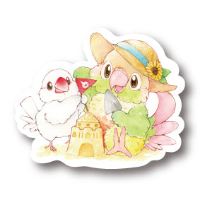 middle size|ウロコと文鳥の砂遊び