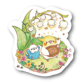 sticker Msize|スズランとオカメ・セキセイ