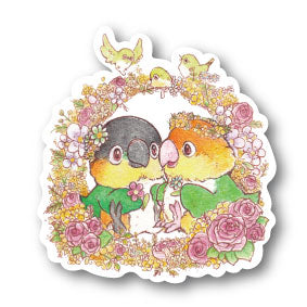 sticker Msize|シロハラ・ズグロのフラワーリース