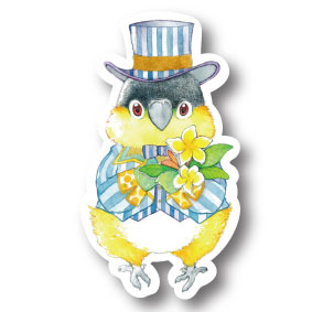 sticker Msize|ズグロシロハラとプルメリア