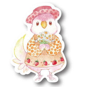sticker Msize|アキクサインコとマーガレット