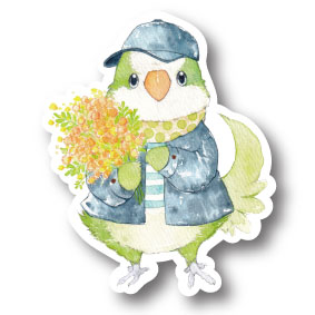 sticker Msize|オキナインコとミモザ