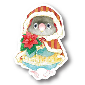 sticker Msize|ボタンインコとポインセチア