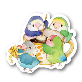 sticker Msize|ラブバードとホットチョコ