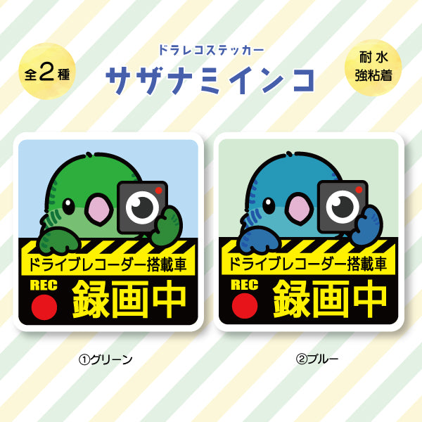 ドラレコステッカー|サザナミインコ(全2種)