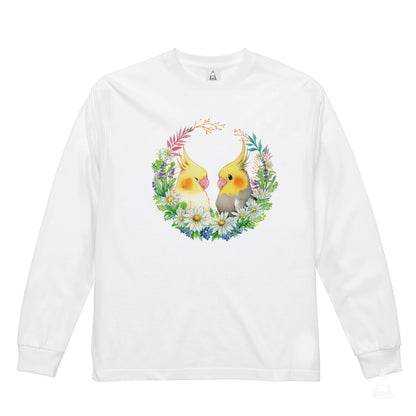 【通販限定】ロングTシャツ｜ オカメインコのフラワーリース