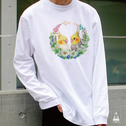 【通販限定】ロングTシャツ｜ オカメインコのフラワーリース