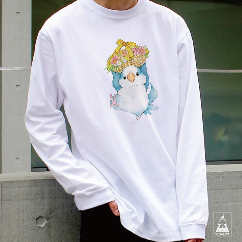 【通販限定】ロングTシャツ｜ オキナインコのフラワーバスケット