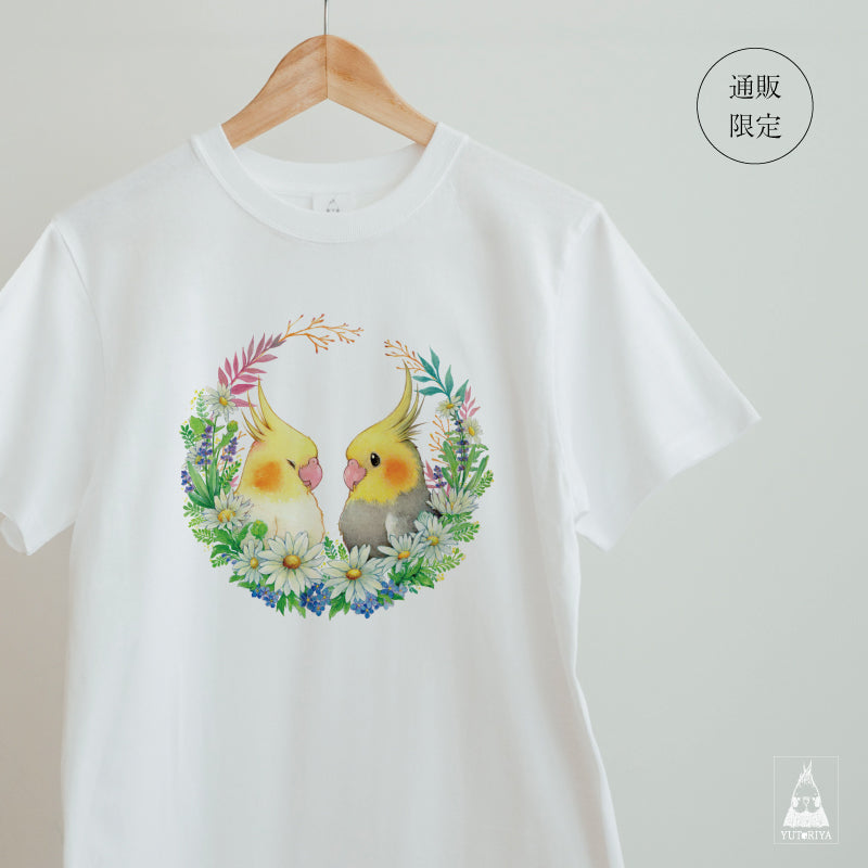 【通販限定】Tシャツ｜オカメインコのフラワーリース