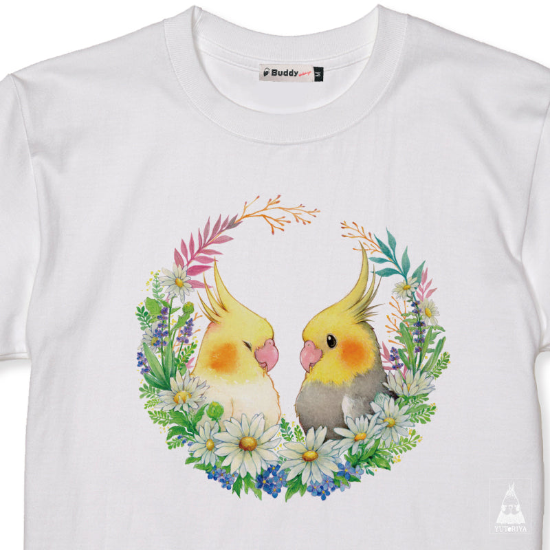 【通販限定】Tシャツ｜オカメインコのフラワーリース