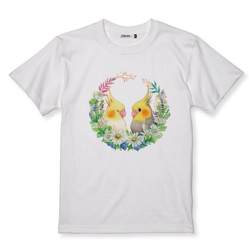 【通販限定】Tシャツ｜オカメインコのフラワーリース