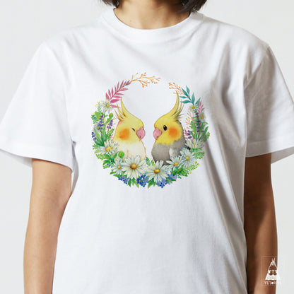 【通販限定】Tシャツ｜オカメインコのフラワーリース