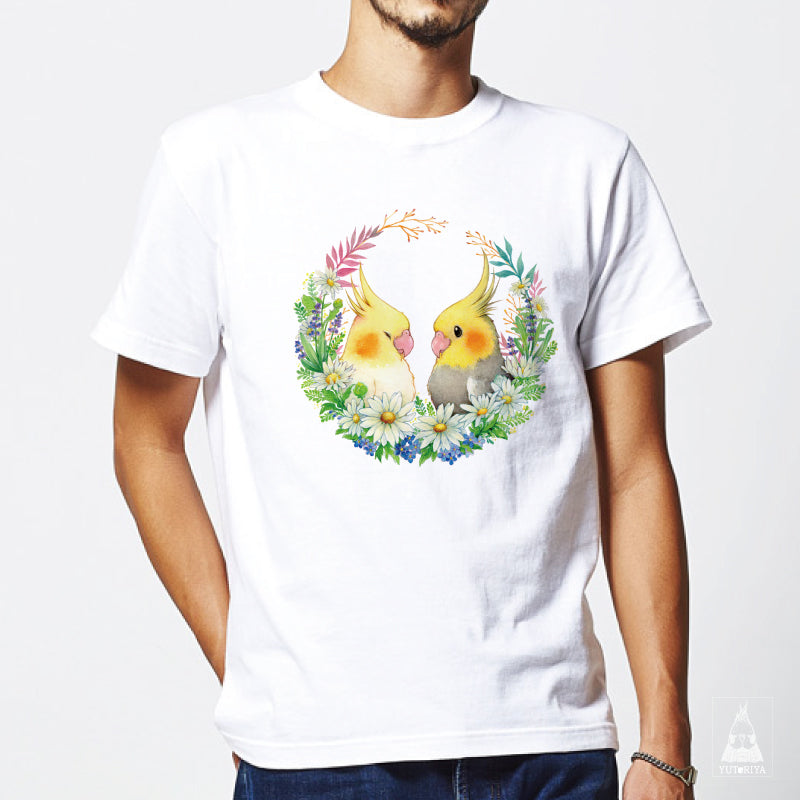 【通販限定】Tシャツ｜オカメインコのフラワーリース