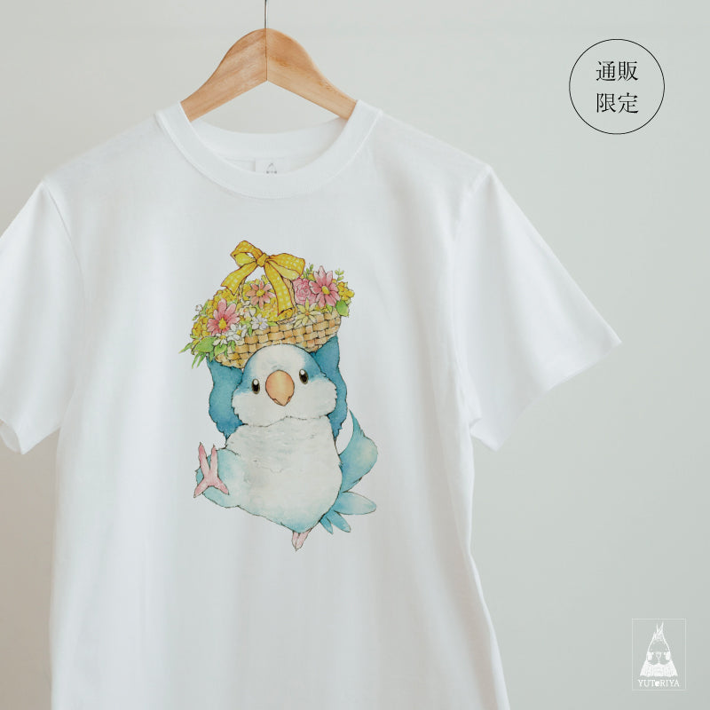 【通販限定】Tシャツ｜ オキナインコのフラワーバスケット