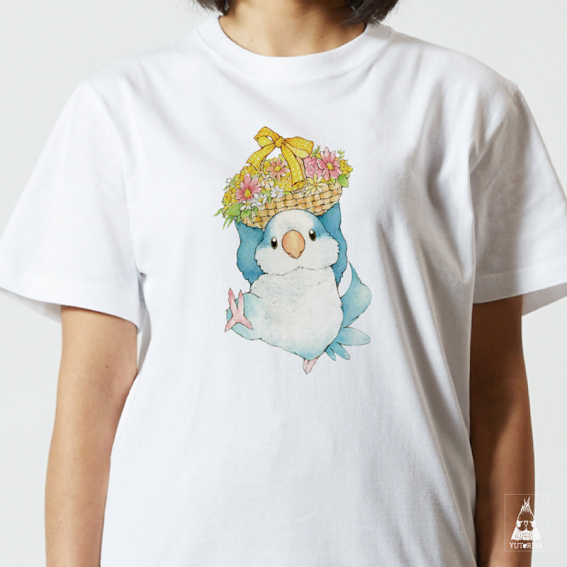 【通販限定】Tシャツ｜ オキナインコのフラワーバスケット