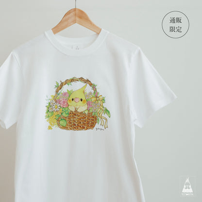 【通販限定】Tシャツ｜ オカメインコのフラワーバスケット