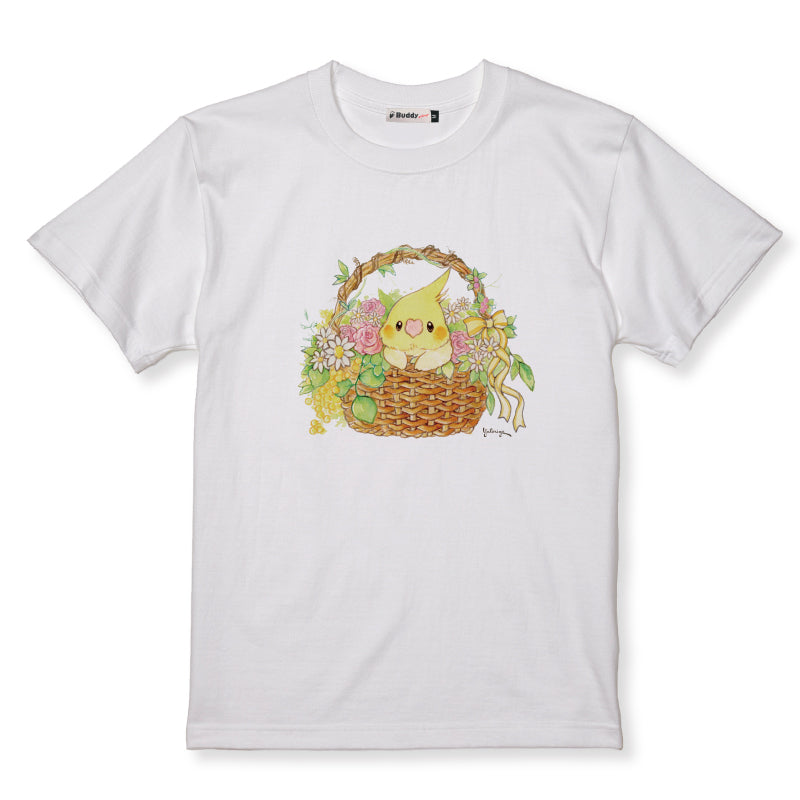 【通販限定】Tシャツ｜ オカメインコのフラワーバスケット