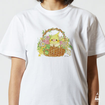 【通販限定】Tシャツ｜ オカメインコのフラワーバスケット