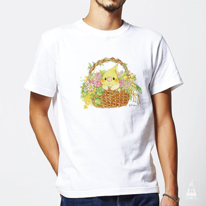 【通販限定】Tシャツ｜ オカメインコのフラワーバスケット