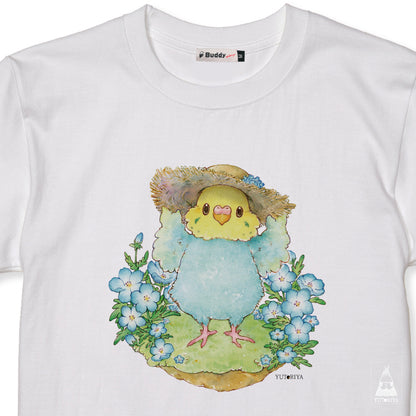 【通販限定】Tシャツ｜ セキセイインコとネモフィラ