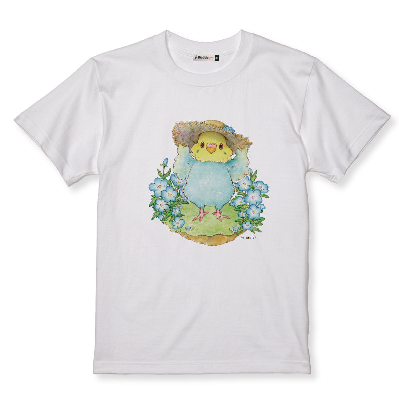 【通販限定】Tシャツ｜ セキセイインコとネモフィラ