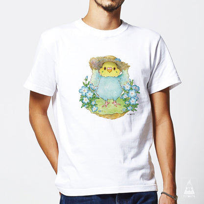 【通販限定】Tシャツ｜ セキセイインコとネモフィラ