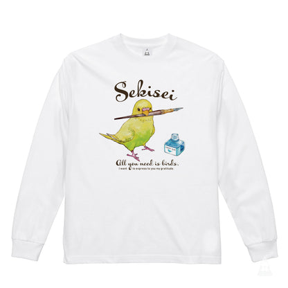 ロングTシャツ｜インクとセキセイインコ（黄ハルクイン）