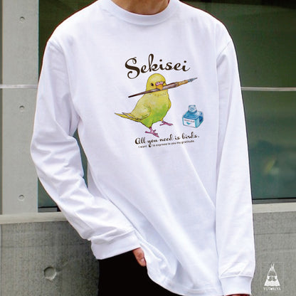 ロングTシャツ｜インクとセキセイインコ（黄ハルクイン）