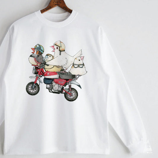 ロングTシャツ｜赤いバイクとフィンチ