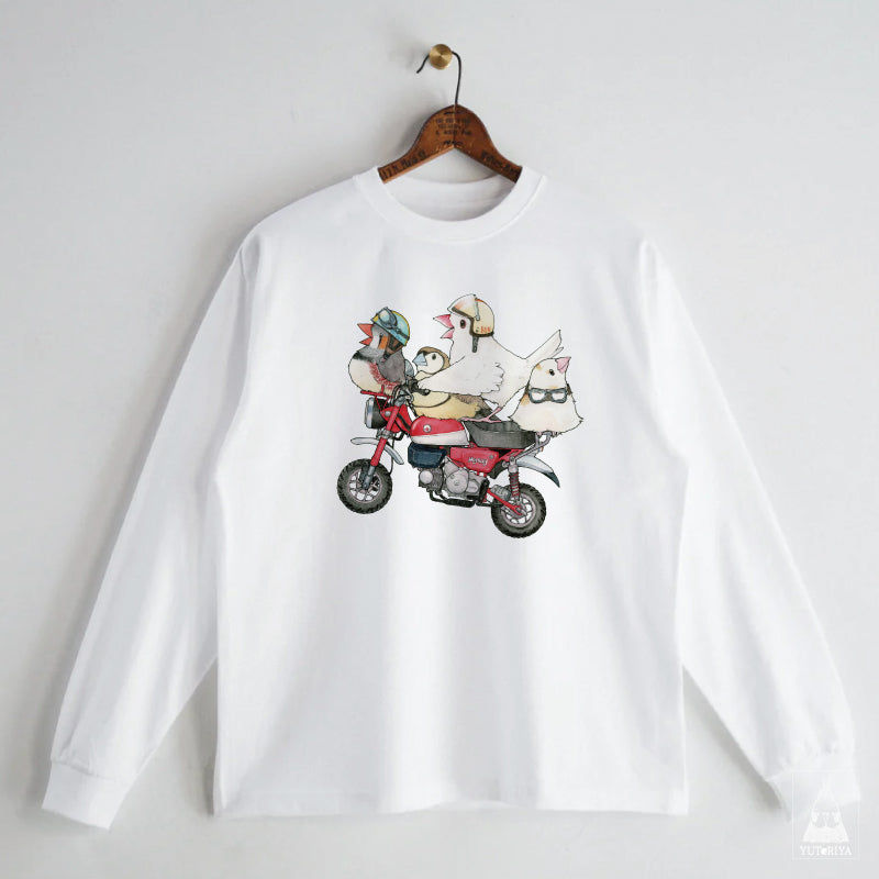 ロングTシャツ｜赤いバイクとフィンチ