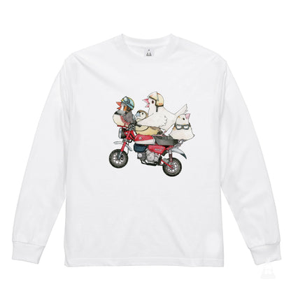 ロングTシャツ｜赤いバイクとフィンチ