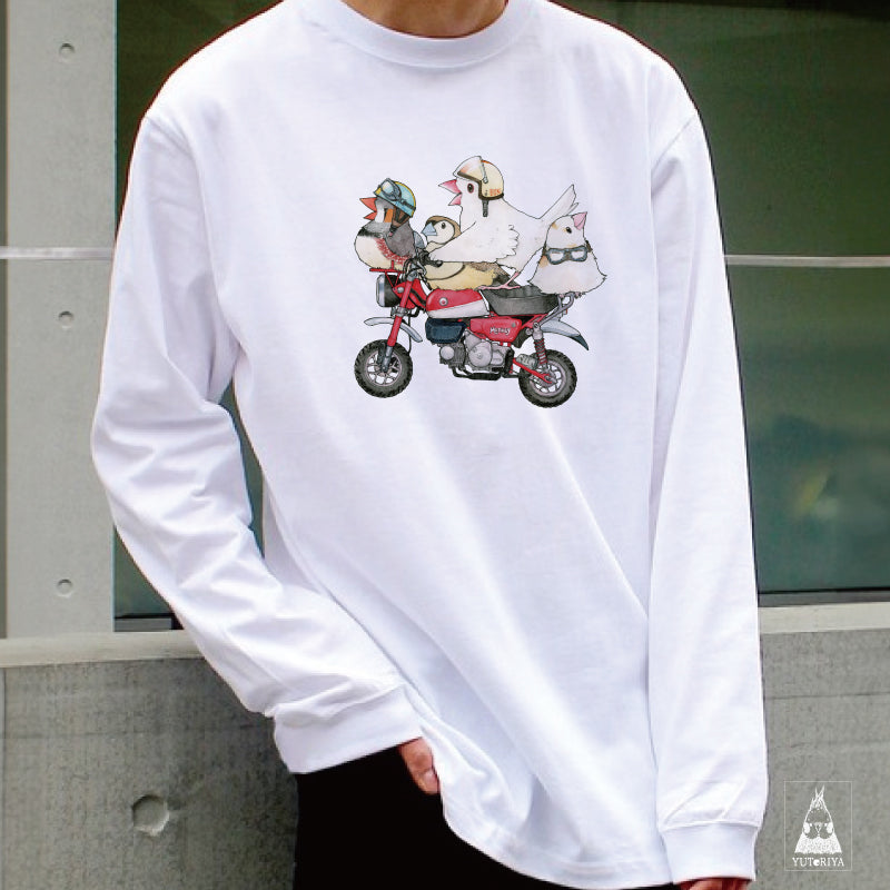 ロングTシャツ｜赤いバイクとフィンチ