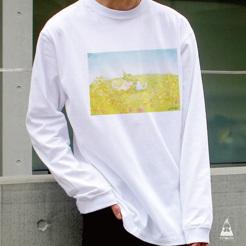 ロングTシャツ｜菜の花畑のオカメとセキセイ