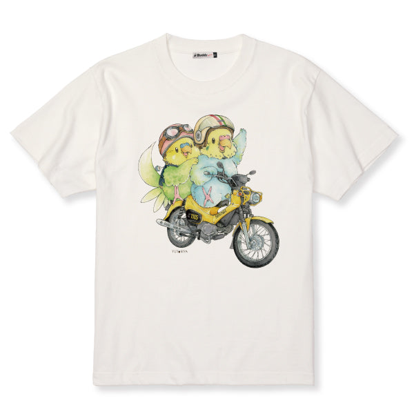 バイクとインコのTシャツ
