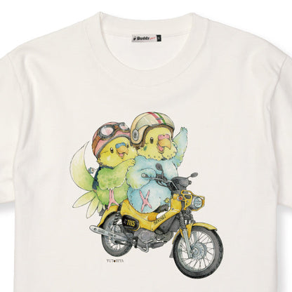 バイクとインコのTシャツ