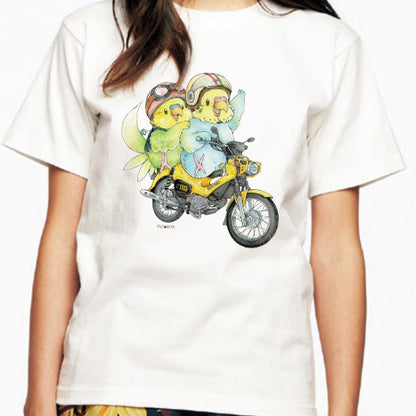 バイクとインコのTシャツ