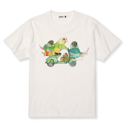 バイクとインコのTシャツ