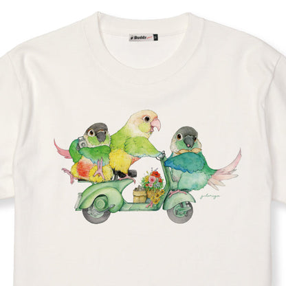 バイクとインコのTシャツ