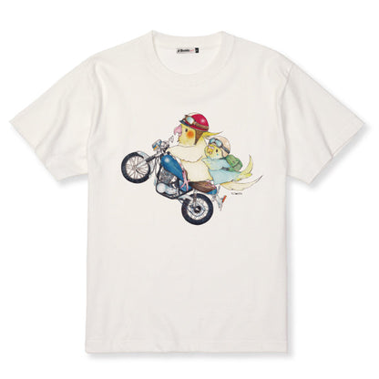 バイクとインコのTシャツ