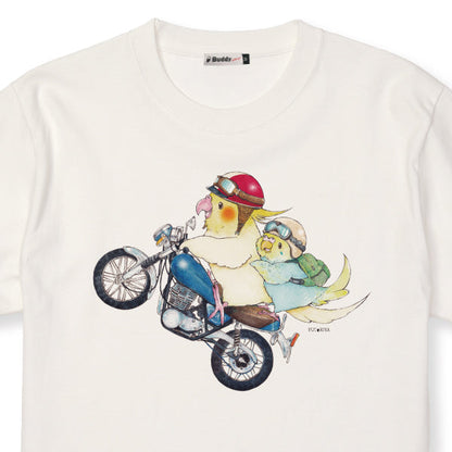 バイクとインコのTシャツ