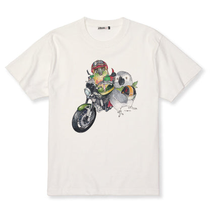 バイクとインコのTシャツ