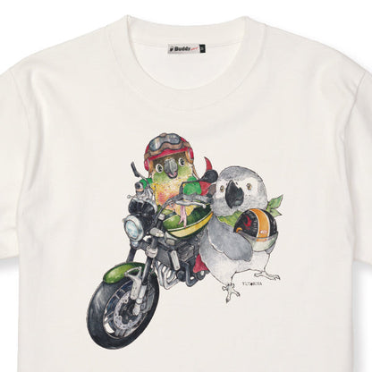 バイクとインコのTシャツ