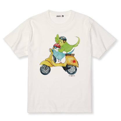 バイクとインコのTシャツ