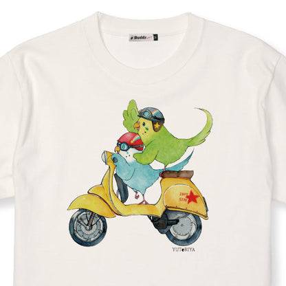 バイクとインコのTシャツ