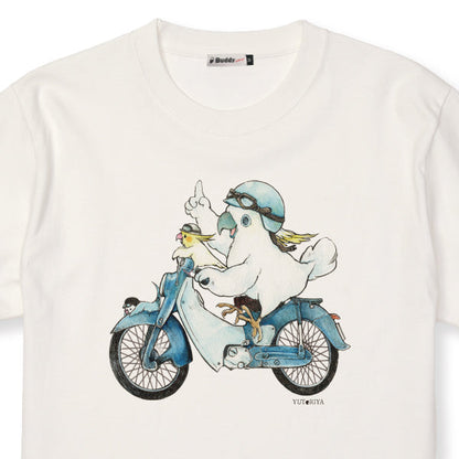 バイクとインコのTシャツ