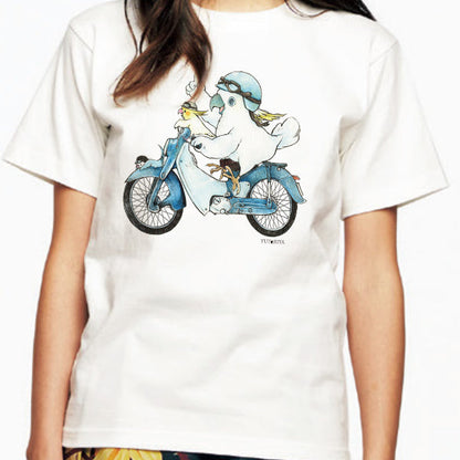 バイクとインコのTシャツ