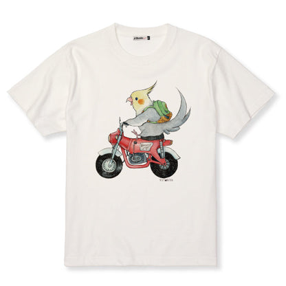 バイクとインコのTシャツ