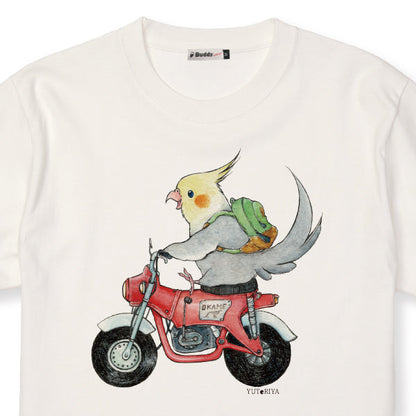 バイクとインコのTシャツ