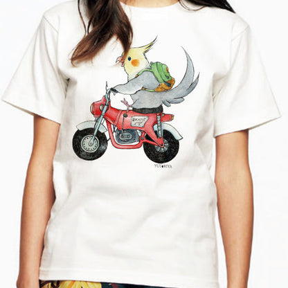 バイクとインコのTシャツ